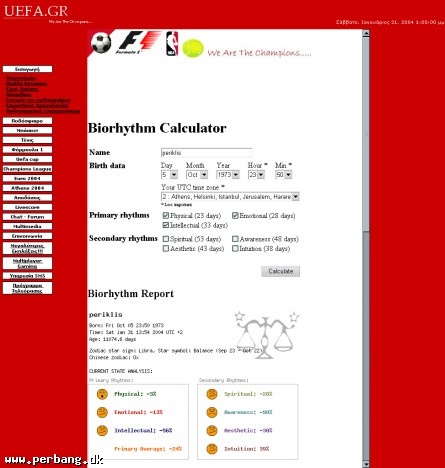 Biorhythm Calculator at www.uefa.gr biorhythms.perbang.dk