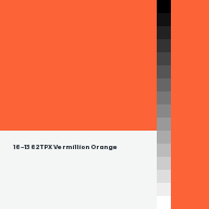 Color chip: 16-1362 TPX Vermillion Orange