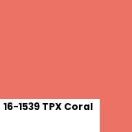 Color chip: 16-1539 TPX Coral