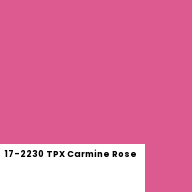 Color chip: 17-2230 TPX Carmine Rose