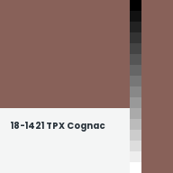 Color chip: 18-1421 TPX Cognac