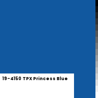 Color chip: 19-4150 TPX Princess Blue