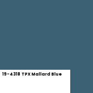 Color chip: 19-4318 TPX Mallard Blue