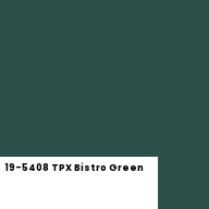 Color chip: 19-5408 TPX Bistro Green