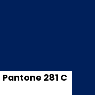 Color chip: Pantone 281 C